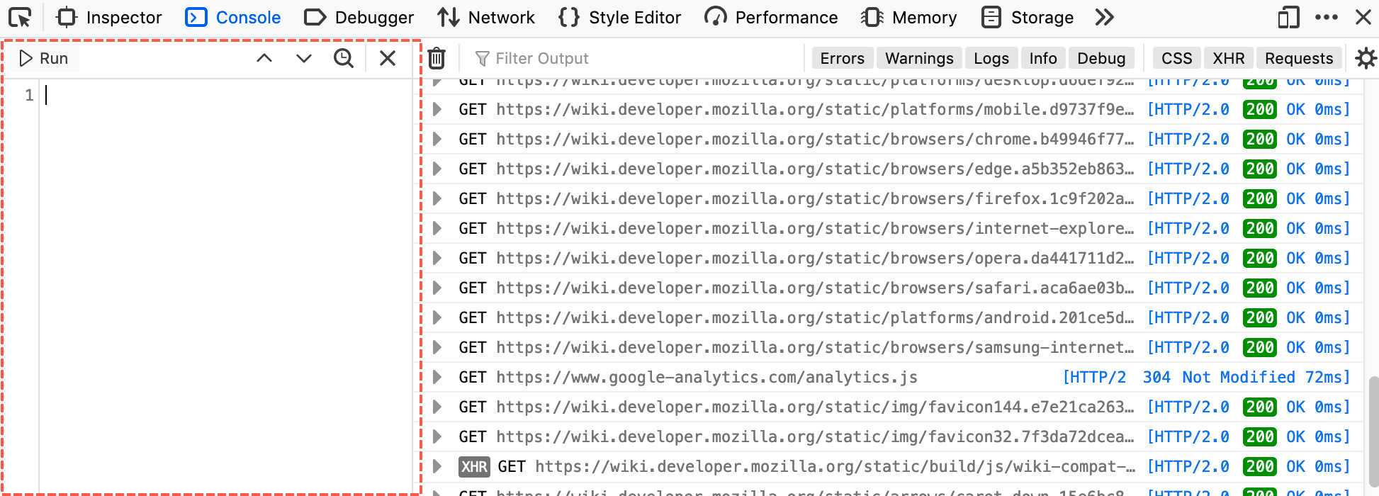 Web Console in multi-line mode